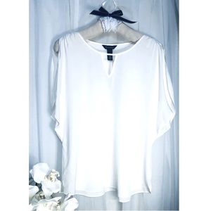 White House Black Market White Silk Blouse